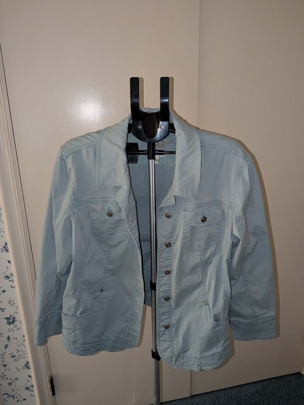 LAL (Live a Little) Light Teal Button-Up Utility Jacket